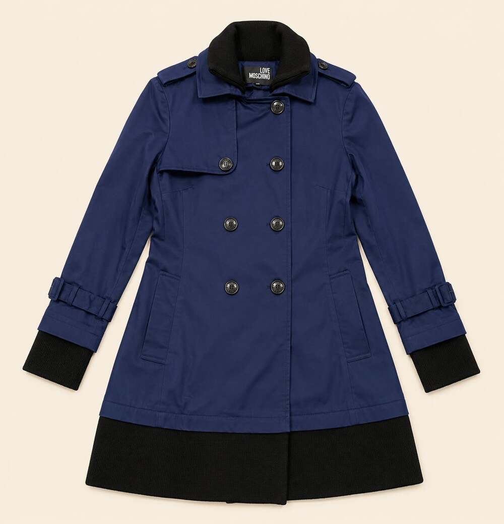 Love Moschino Wool Blend Trim Trench Coat IT 40 US 6 Quiet Luxury